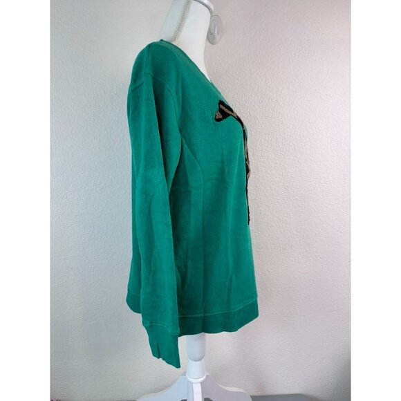 Jane+Delancey women's small green long‎ sleeve pullover top giraffe textured NWT - Picture 4 of 8